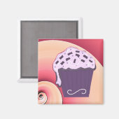 Zwemrijke Paarse Cupcake Magneet (Voorkant / Achterkant)