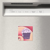 Zwemrijke Paarse Cupcake Magneet (Insitu (Vaatwasser))