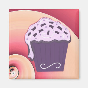 Zwemrijke Paarse Cupcake Magneet
