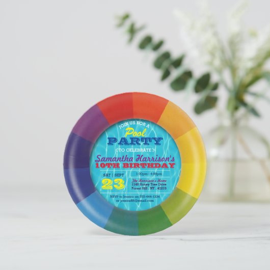 Zwemring Summer Pool Party Elke Leeftijd Verjaarda Kaart (Staand voorkant)