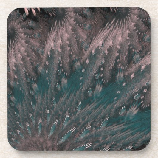 Zwemroze en blauwe veren drankjes onderzetter (Voorkant)