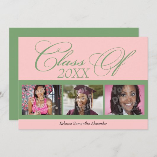 Zwemroze/groen 3 Aankondiging van het Afstuderen F (Voorkant / Achterkant)