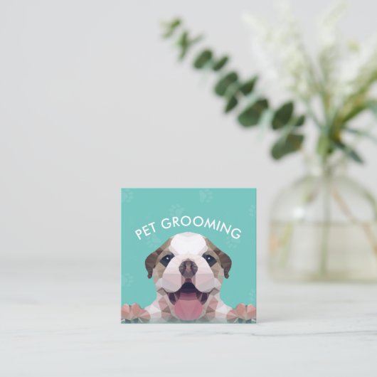 Zwemsalon met laag poly Dog Pet Care Grooming Afsprakenkaartje (Staand voorkant)