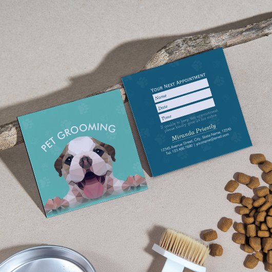 Zwemsalon met laag poly Dog Pet Care Grooming Afsprakenkaartje