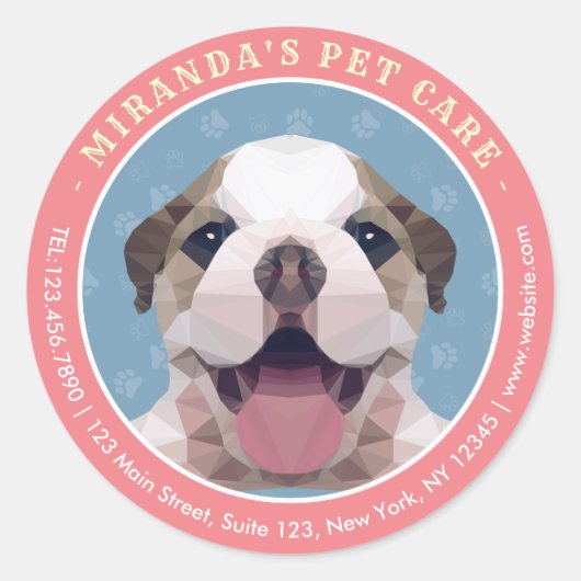 Zwemsalon met laag poly Dog Pet Care Grooming Ronde Sticker (Voorkant)
