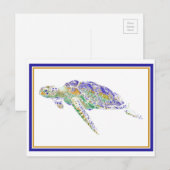 Zwemschildpad Briefkaart (Voorkant / Achterkant)