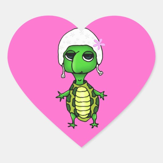 Zwemschildpad Hart Sticker (Voorkant)