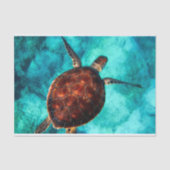 Zwemschildpad in blauw zeewater tissuepapier (Voorkant)