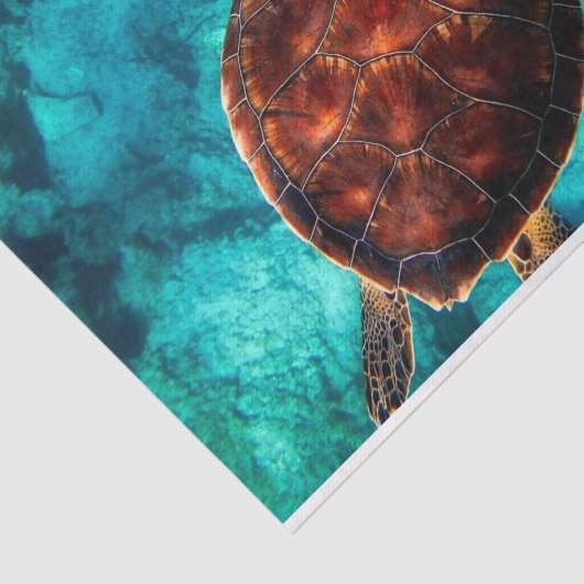 Zwemschildpad in blauw zeewater tissuepapier (Detail)