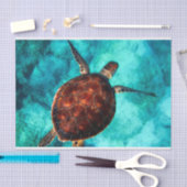 Zwemschildpad in blauw zeewater tissuepapier (Craft)