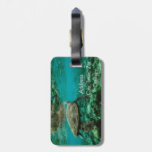 Zwemschildpad op Bagagelabel met lederen riem (Achterkant verticaal)