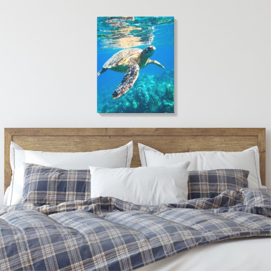 Zwemschildpad Zee Canvas Afdruk (Insitu (Slaapkamer))