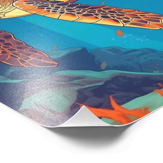 Zwemschildpad Zee Foto Afdruk (Hoek)