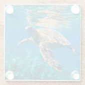 Zwemschildpad Zee Glazen Onderzetter (Achterkant)