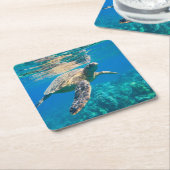 Zwemschildpad Zee Kartonnen Onderzetters (Schuin)