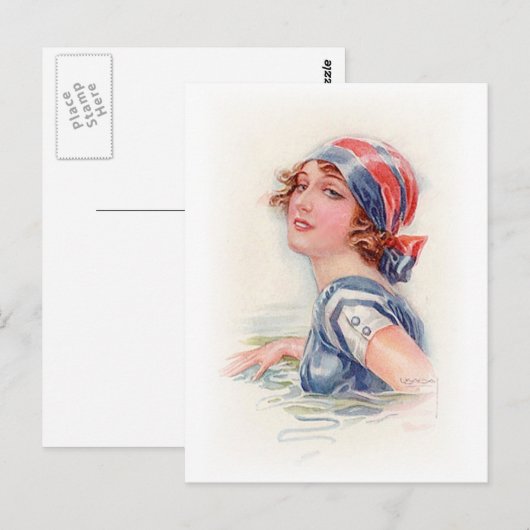 Zwemschoonheid (2) briefkaart (Voorkant / Achterkant)