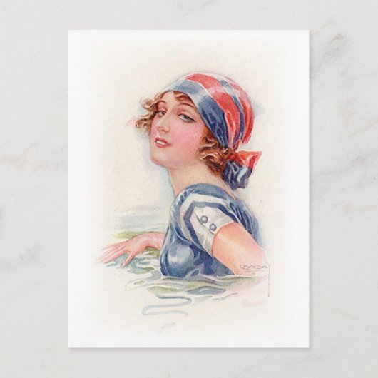 Zwemschoonheid (2) briefkaart (Voorkant)