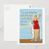 Zwemschoonheid bij het strand briefkaart (Voorkant / Achterkant)