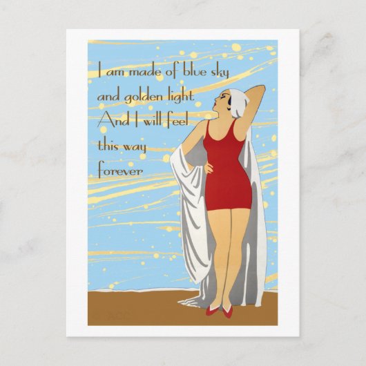 Zwemschoonheid bij het strand briefkaart (Voorkant)