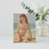 Zwemschoonheid bikini meisje  foto briefkaart (Staand voorkant)
