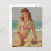 Zwemschoonheid bikini meisje  foto briefkaart (Voorkant / Achterkant)