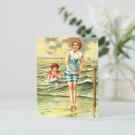  zwemschoonheid briefkaart (Staand voorkant)