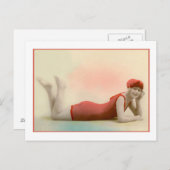 Zwemschoonheid in oranje rode badpak briefkaart (Voorkant / Achterkant)