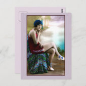 Zwemschoonheid uit 1920, flauwmeisje briefkaart (Voorkant / Achterkant)