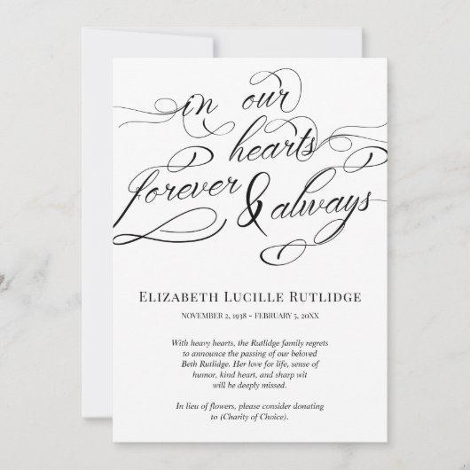 Zwemschrift in ons hart voor altijd aankondiging (Voorkant)