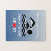 Zwemsport citaat blauw legpuzzel (Horizontaal)