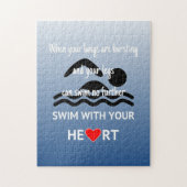 Zwemsport citaat blauw legpuzzel (Verticaal)