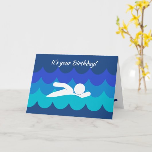 Zwemsportontwerp 'Birthday'-Kaart Kaart (Gele Bloem)