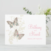 Zwemstaart en schilderde dame roze bruiloft kaart (Staand voorkant)