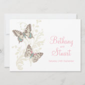 Zwemstaart en schilderde dame roze bruiloft kaart (Voorkant)