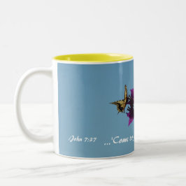 Zwemstaart op bougainvillea tweekleurige koffiemok