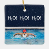 Zwemvakantie cadeau keramisch ornament (Voorkant)