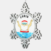 Zwemvakantie cadeau tin sneeuwvlok ornament (Rechts)