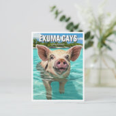 Zwemvarken Exuma Cays Bahama's Reizen Briefkaart (Staand voorkant)