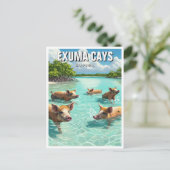 Zwemvarkens Exuma Cays Bahama's Reizen Briefkaart (Staand voorkant)