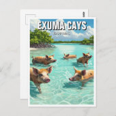 Zwemvarkens Exuma Cays Bahama's Reizen Briefkaart (Voorkant / Achterkant)