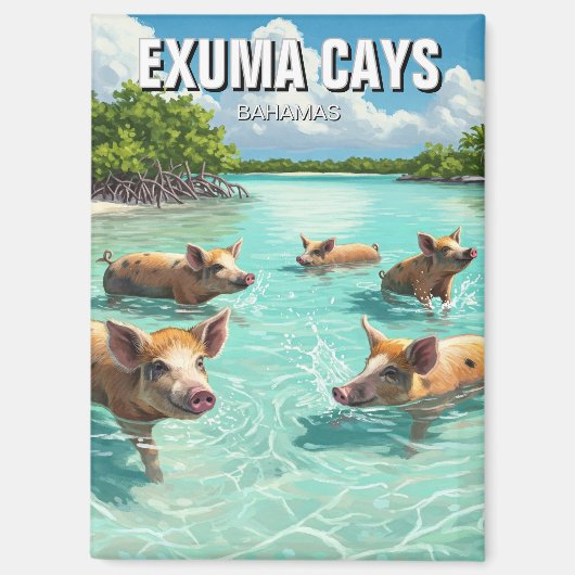 Zwemvarkens Exuma Cays Bahama's Reizen Magneet (Voorkant)