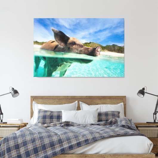 Zwemvarkens van Exuma Canvas Afdruk (Insitu (Slaapkamer))