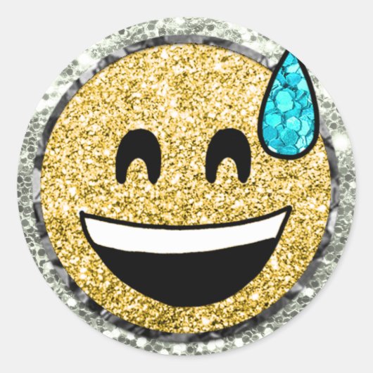 *~* Zwemveeg Emoji AP40 Gold Glitter C Ronde Sticker (Voorkant)