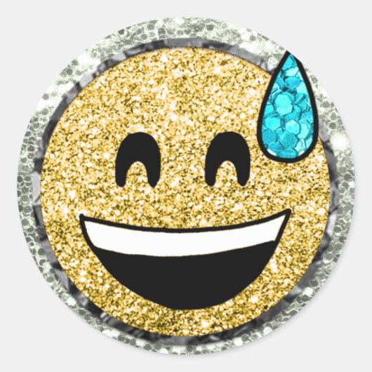 *~* Zwemveeg Emoji AP40 Gold Glitter Ronde Sticker (Voorkant)
