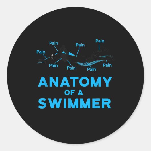 Zwemveer geeft anatomie van een zwemmer ronde sticker (Voorkant)