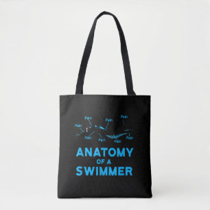 Zwemveer geeft anatomie van een zwemmer tote bag