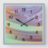 Zwemverf in Paars, Mint Groen en Kleur Vierkante Klok (Voorkant)