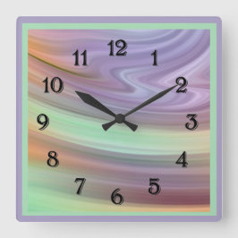 Zwemverf in Paars, Mint Groen en Kleur Vierkante Klok