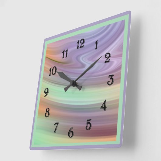 Zwemverf in Paars, Mint Groen en Kleur Vierkante Klok (Hoek)