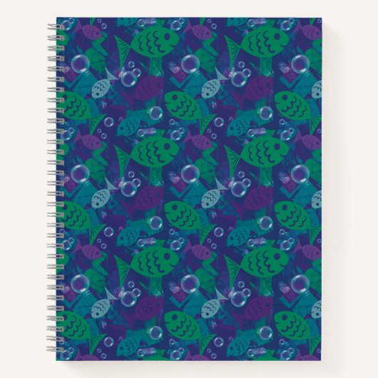 Zwemvissen en bubbels Levendig rifpatroon Notitieboek (Voorkant)